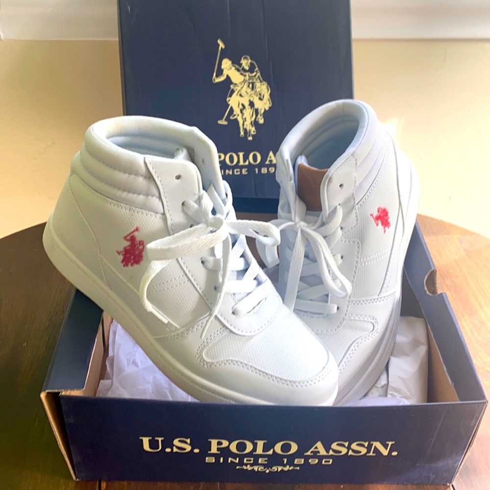 U.S. POLO ASSN. high top white shoe.